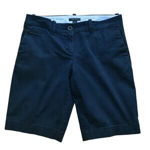 Women’s Tommy Hilfiger navy blue flat front bermuda shorts (4) 100% cotton